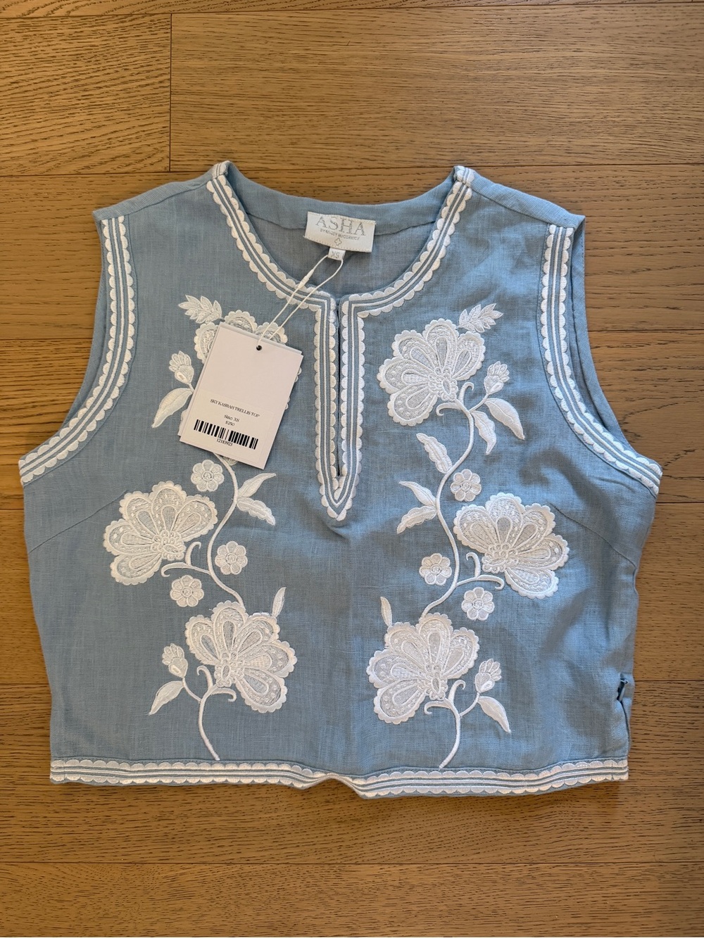 Asha OTM exclusive Light Blue Sleeveless Embroidered Maxi skirt and top - Picture 5 of 8